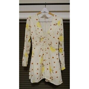 Free People Women's Date Night Sunshine Dress Size Large Ivory Polka Dots